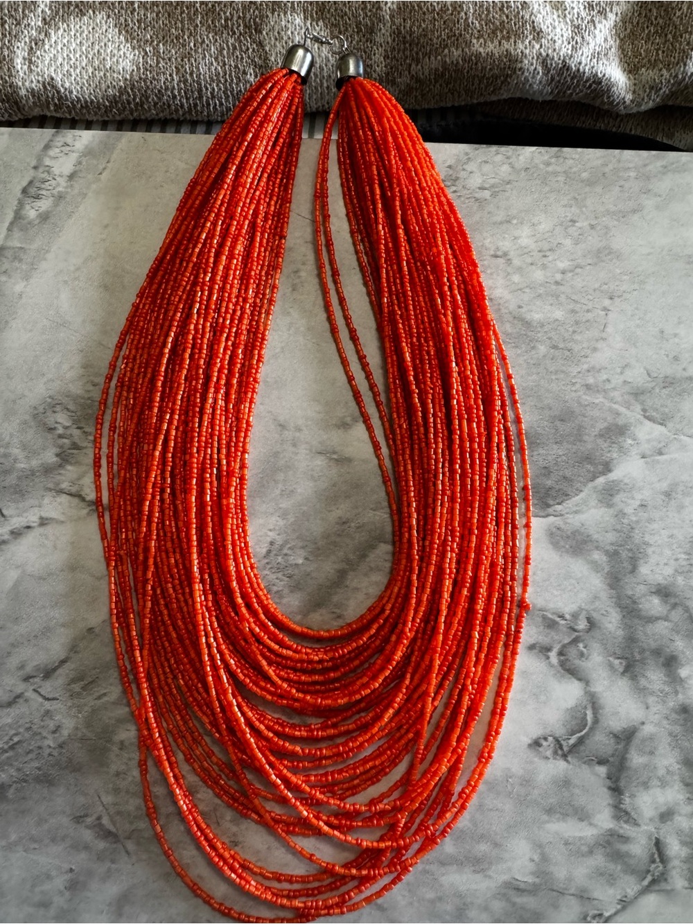 Vibrant orange Multi-Strand Beaded Necklace